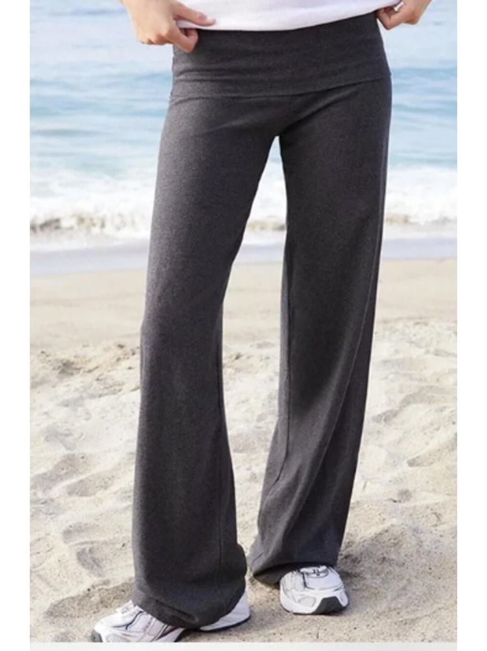New Brandy Melville Priscilla Fold Over Wide Leg Lounge Pants Gray OS